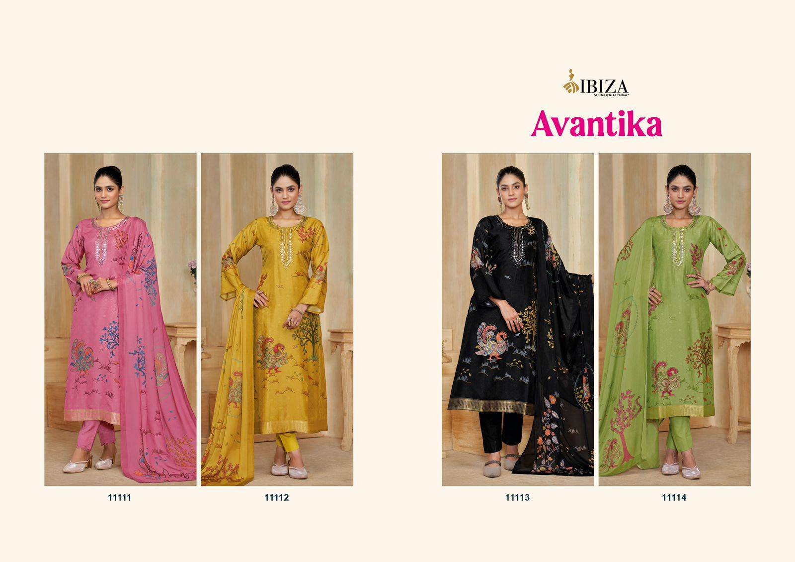 Avantika by Ibiza 1111 To 1114 Series Designer Festive Suits Beautiful Fancy Stylish Colorful Party Wear & Occasional Wear Digital print Dresses At Wholesale Price